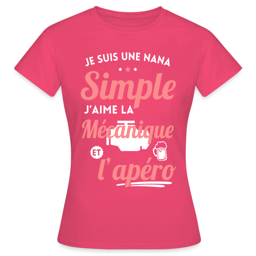 T-shirt Femme - J'aime la mécanique et l'apéro - rose azalée