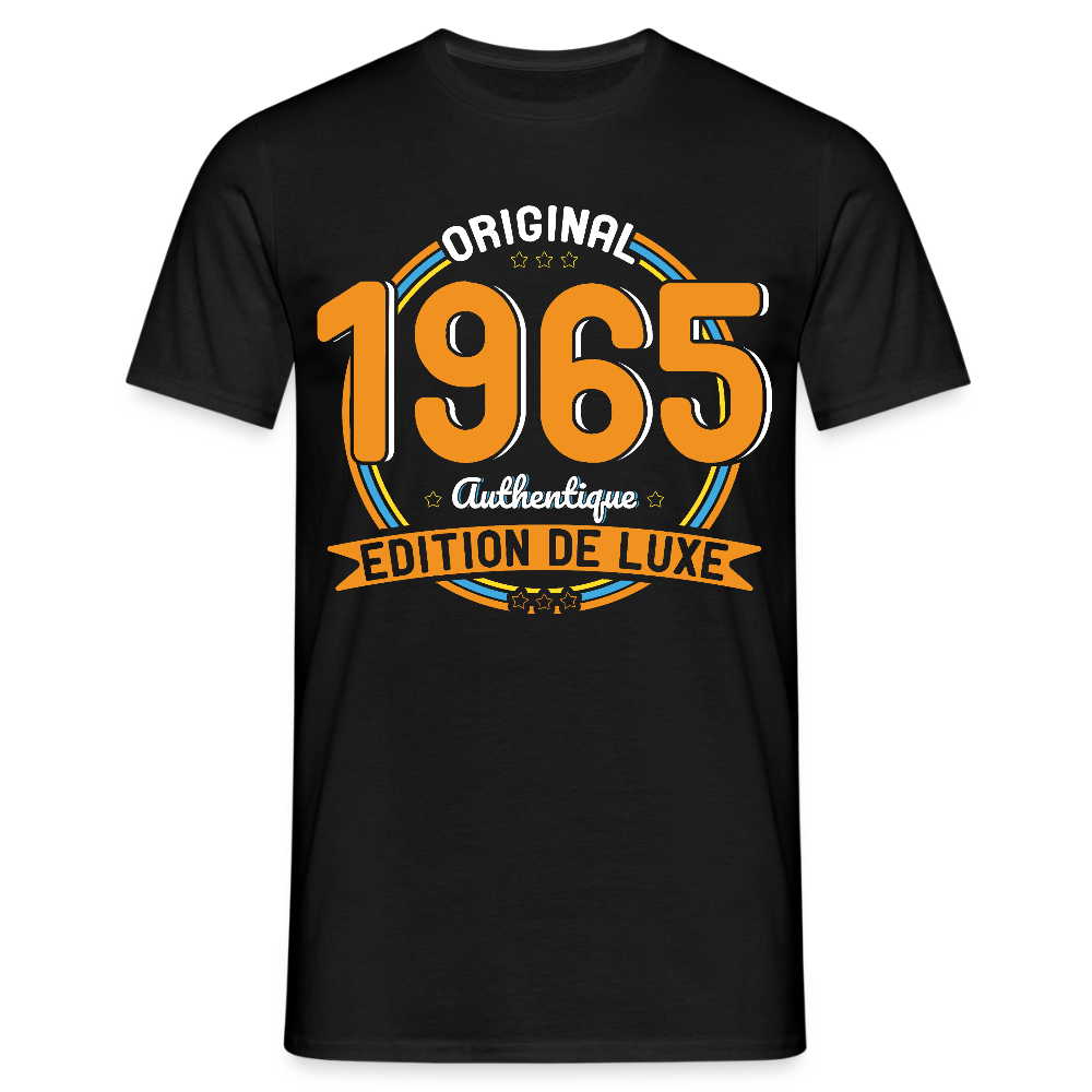 T-shirt Homme - Anniversaire 60 Ans - Original 1965 Authentique - noir