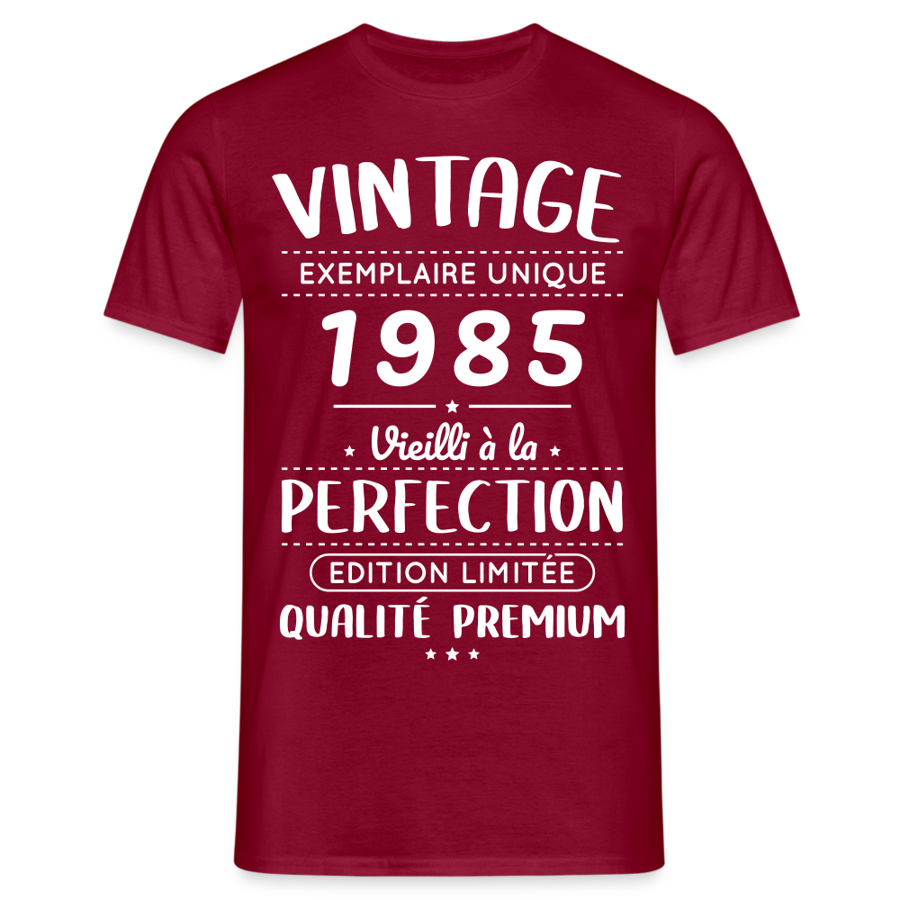 T-shirt Homme - Anniversaire 40 Ans - Vintage 1985 - rouge brique