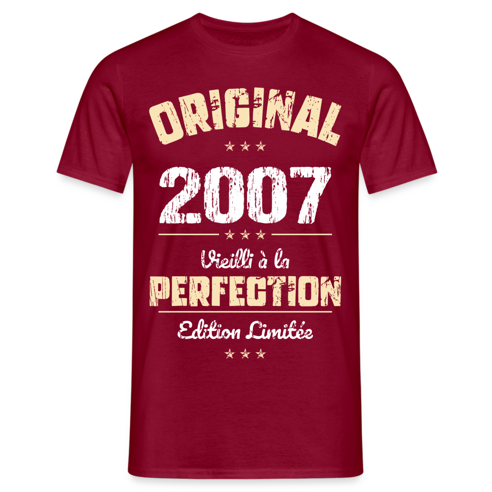 T-shirt Homme - Anniversaire 18 Ans - Original 2007 - rouge brique