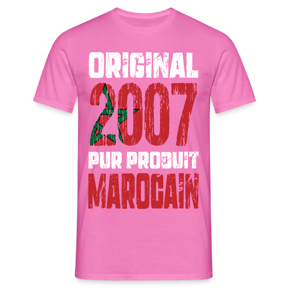 T-shirt Homme - Anniversaire 18 Ans - Original 2007 - Pur produit Marocain - rose