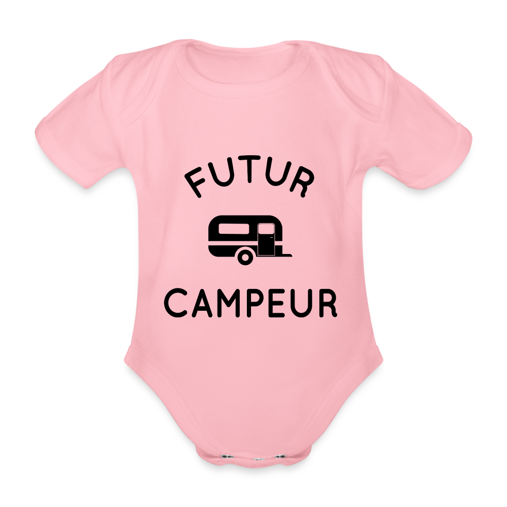 Body Bébé bio manches courtes - Futur campeur - rose clair