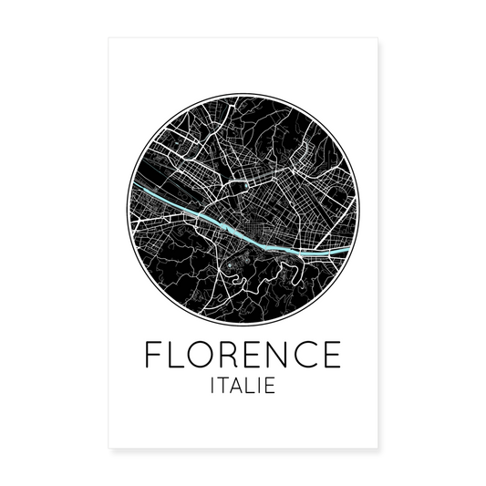 Poster Florence - Plan Florence - 20 x 30 cm - blanc