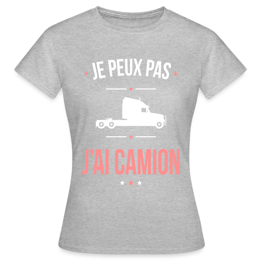 T-shirt Femme - Je peux pas j'ai Camion - gris chiné