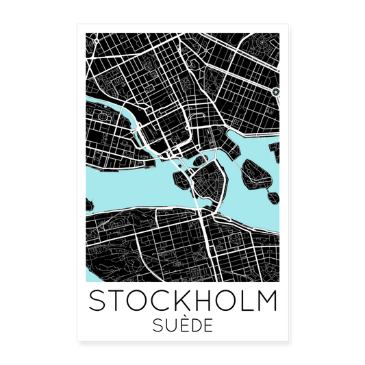 Poster Stockholm - Plan Stockholm - 40 x 60 cm - blanc