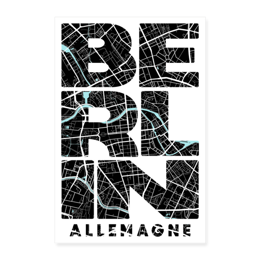 Poster Berlin - Plan Berlin - 40 x 60 cm - blanc