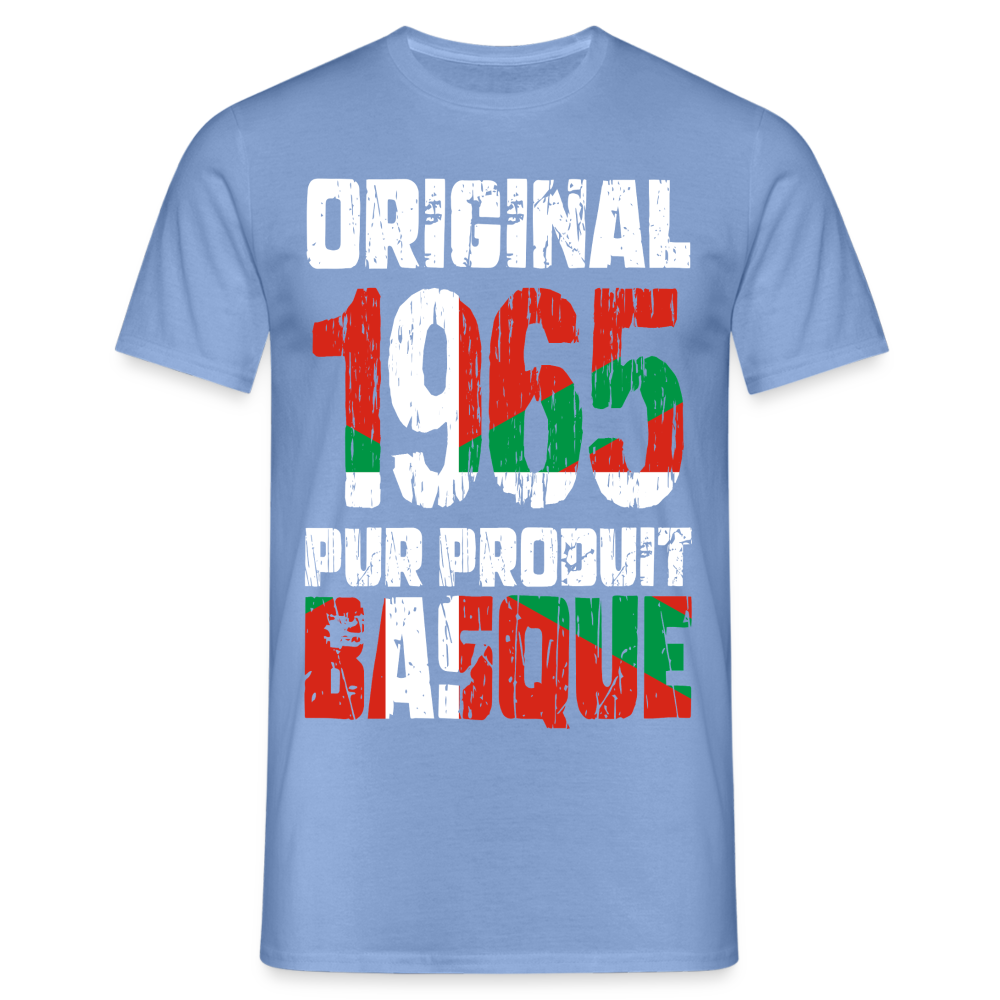 T-shirt Homme - Anniversaire 60 Ans - Original 1965 - Pur produit Basque - carolina blue