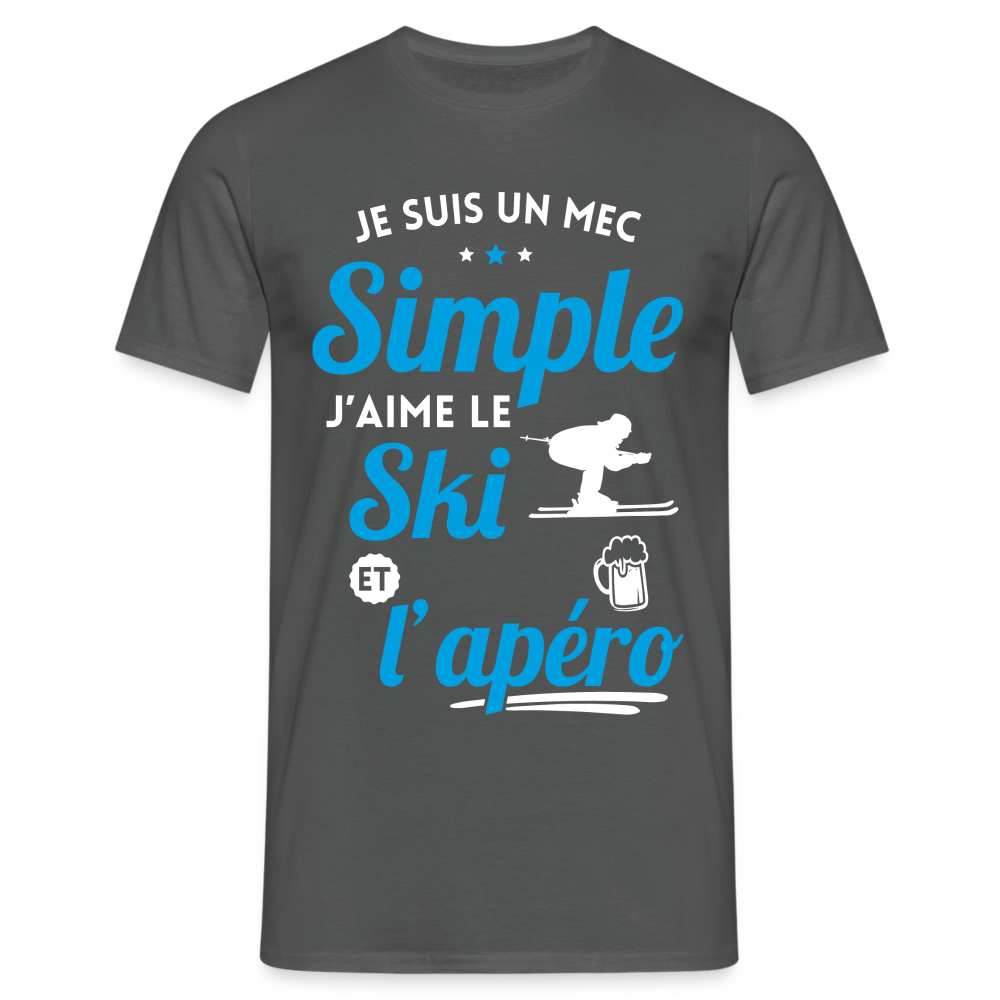 T-shirt Homme - J'aime le ski et l'apéro - charbon