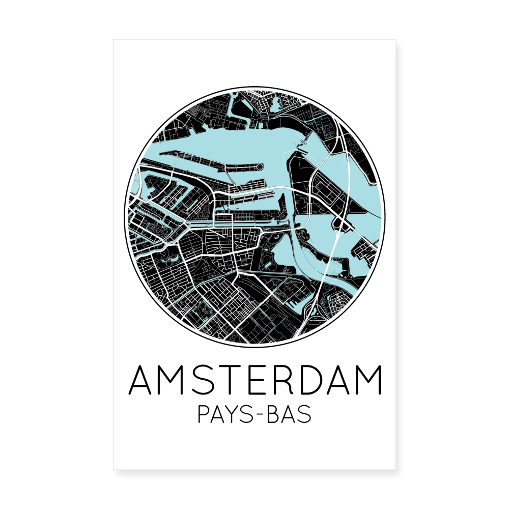 Poster Amsterdam - Plan Amsterdam - 20 x 30 cm - blanc