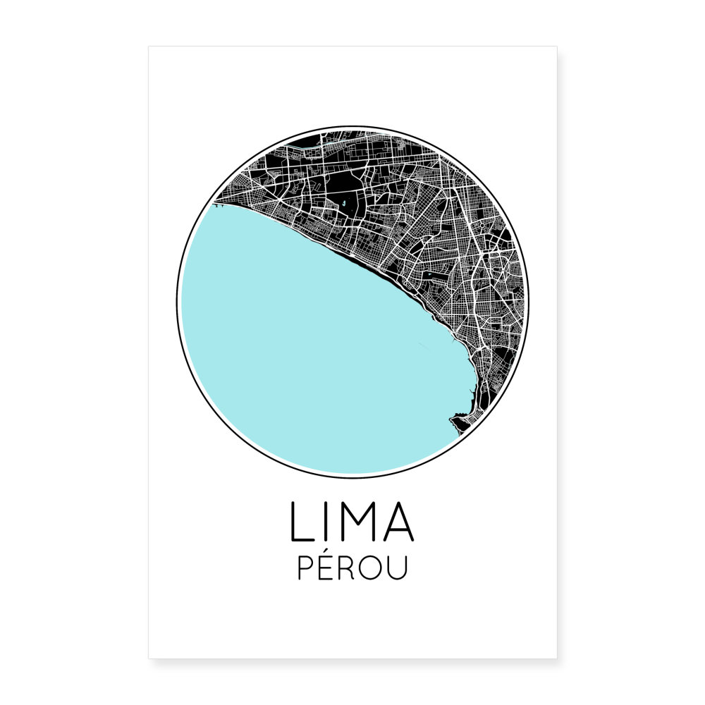 Poster Lima - Plan Lima - 40 x 60 cm - blanc