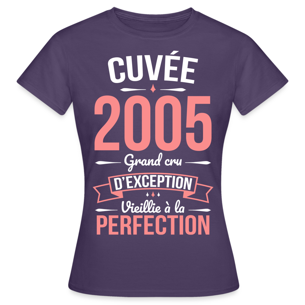 T-shirt Femme - Anniversaire 20 Ans - Cuvée 2005 - violet foncé