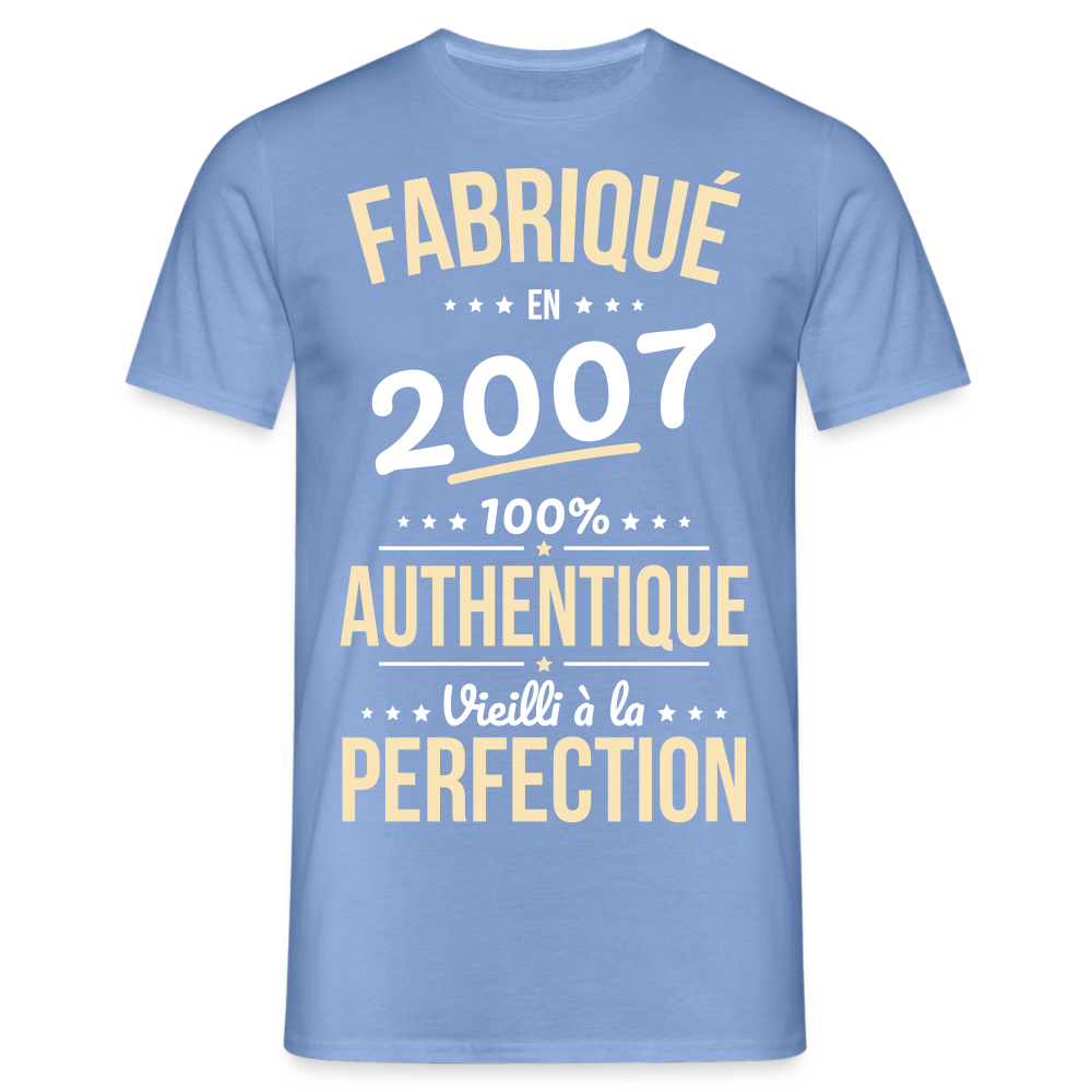 T-shirt Homme - Anniversaire 18 Ans - Fabriqué en 2007 - carolina blue