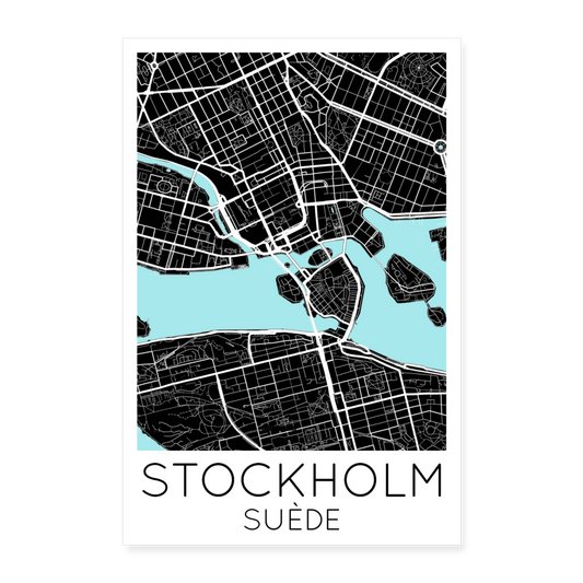 Poster Stockholm - Plan Stockholm - 60 x 90 cm - blanc