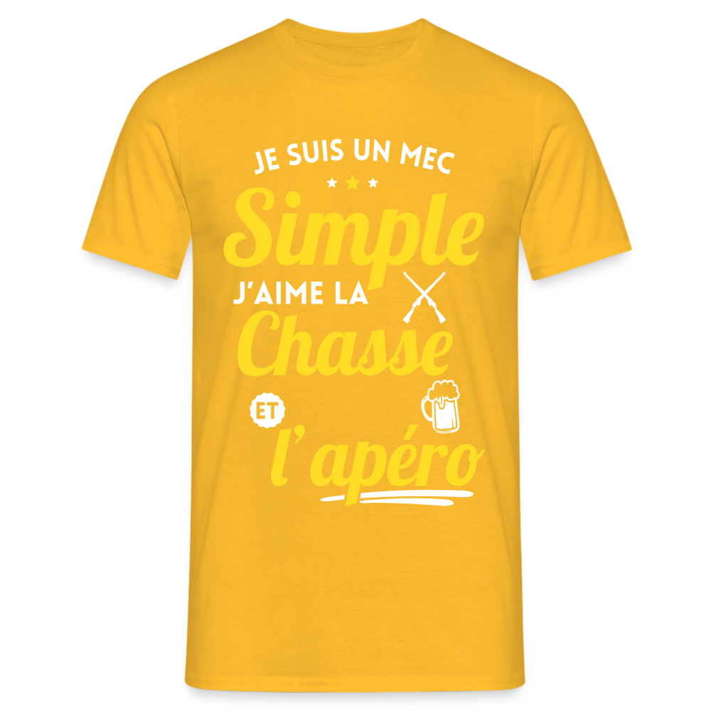 T-shirt Homme - J'aime la chasse et l'apéro - jaune