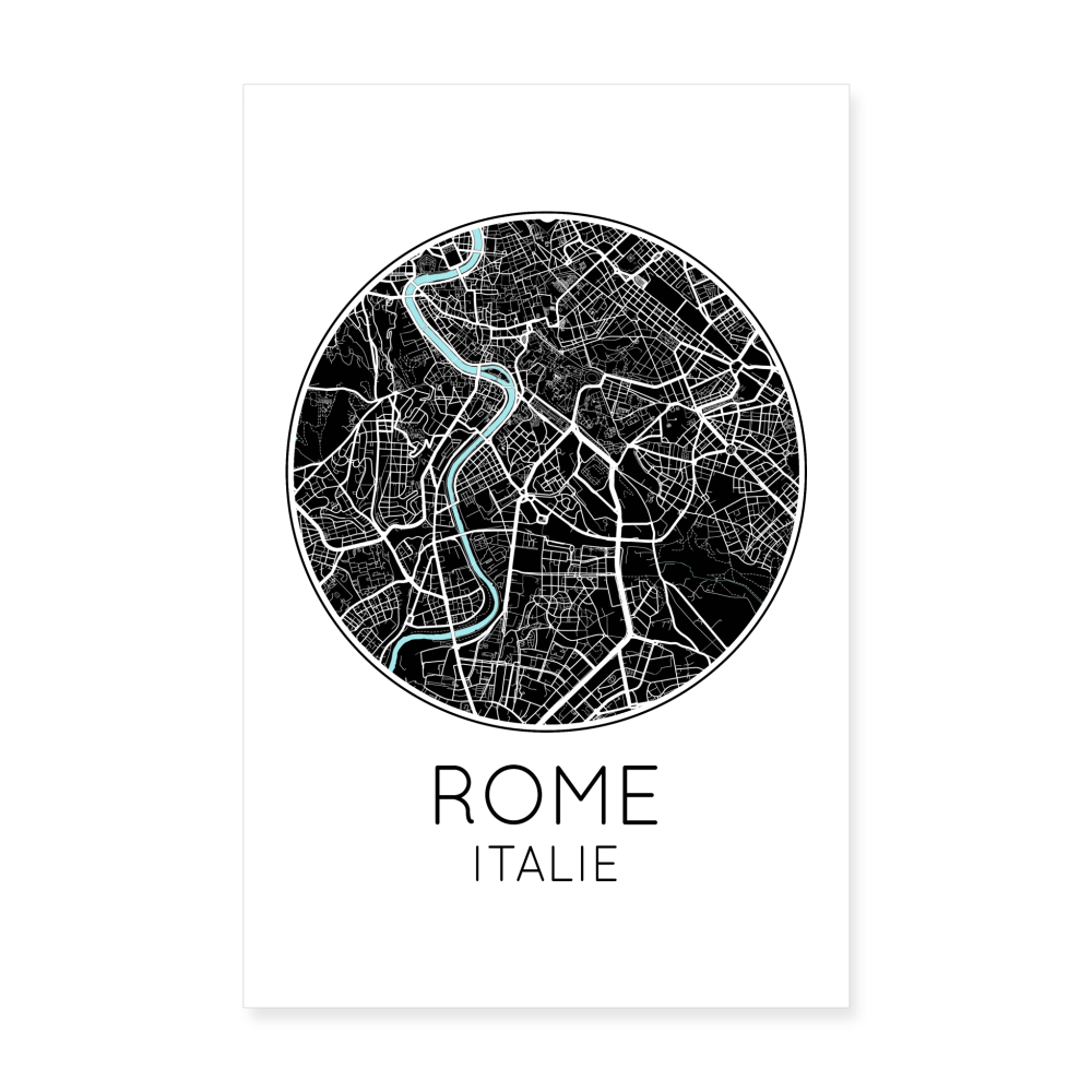 Poster Rome - Plan Rome - 20 x 30 cm - blanc