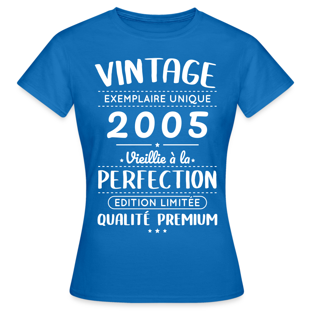 T-shirt Femme - Anniversaire 20 Ans - Vintage 2005 - bleu royal