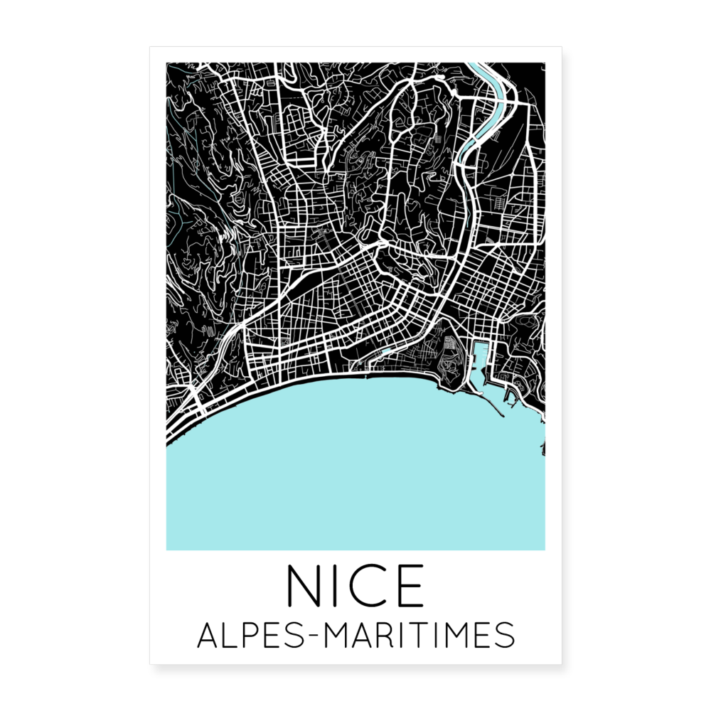 Poster Nice - Plan Nice - 60 x 90 cm - blanc