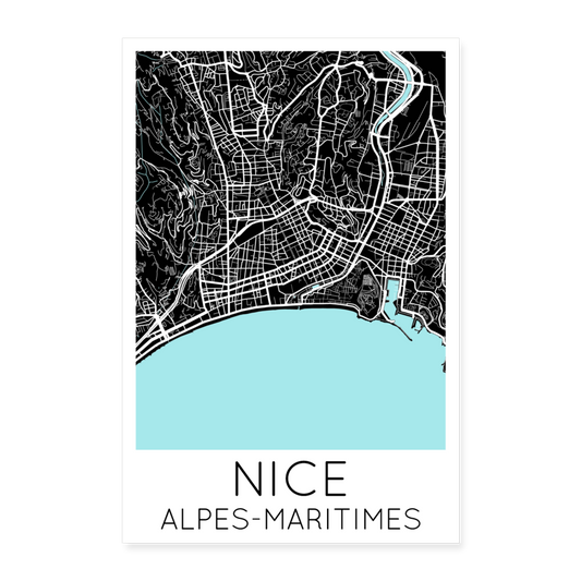 Poster Nice - Plan Nice - 60 x 90 cm - blanc