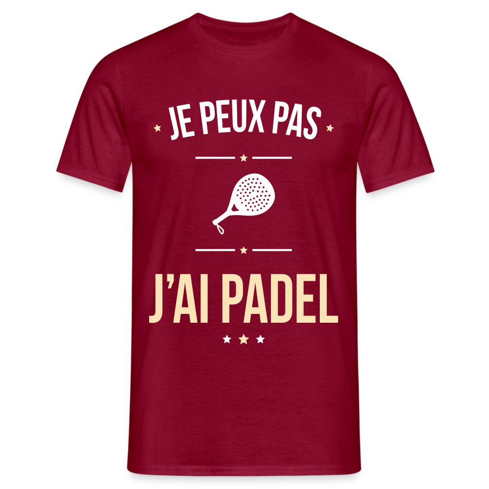 T-shirt Homme - Je peux pas j'ai Padel - rouge brique