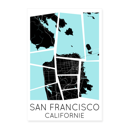 Poster San Francisco - Plan San Francisco - 40 x 60 cm - blanc