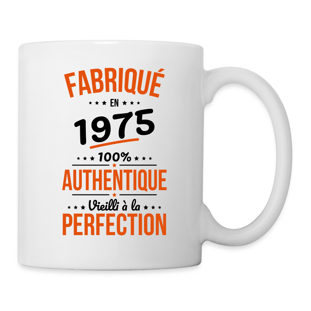 Mug blanc - Anniversaire 50 Ans - Fabriqué en 1975 - blanc