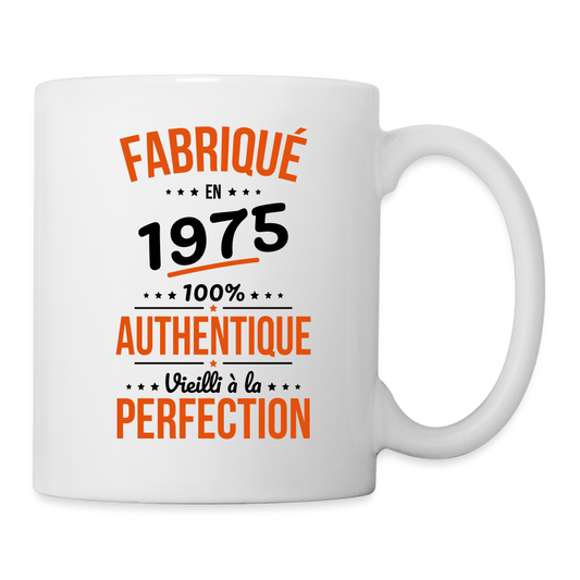 Mug blanc - Anniversaire 50 Ans - Fabriqué en 1975 - blanc