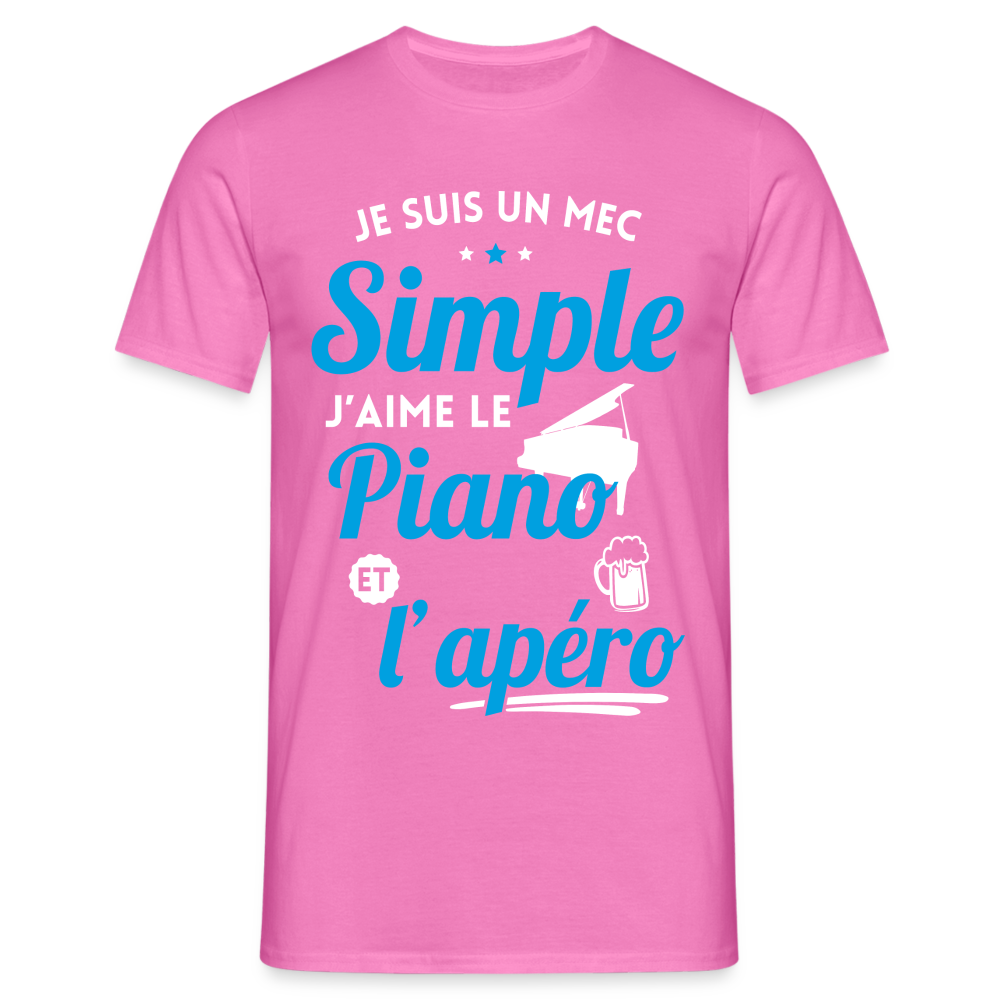 T-shirt Homme - J'aime le piano et l'apéro - rose