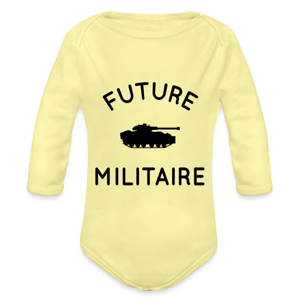 Body Bébé bio manches longues - Future militaire - jaune délavé