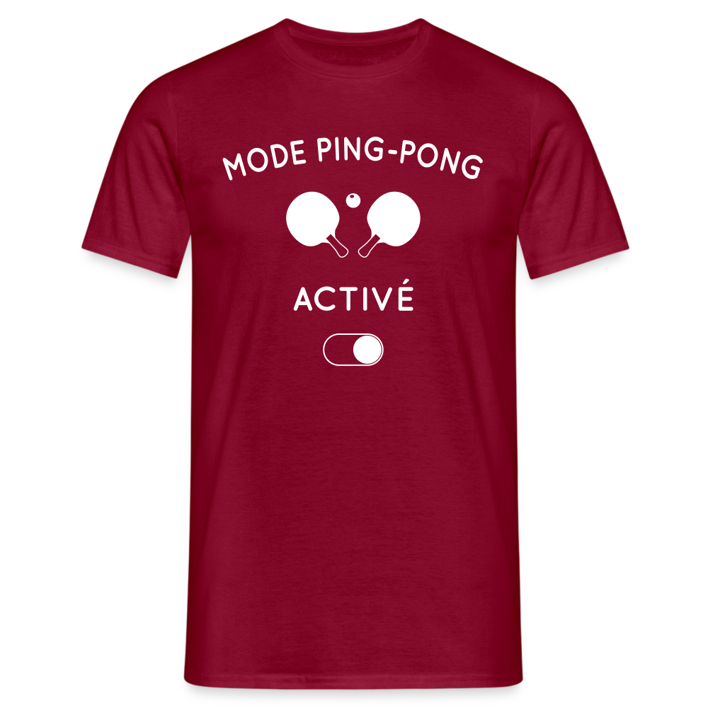 T-shirt Homme - Mode ping-pong activé - rouge brique