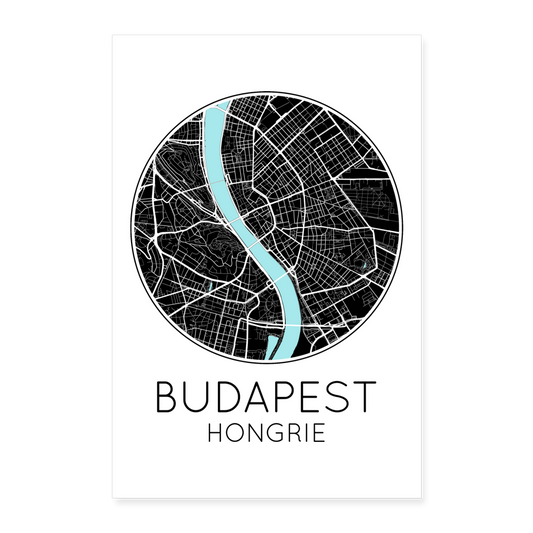 Poster Budapest - Plan Budapest - 60 x 90 cm - blanc