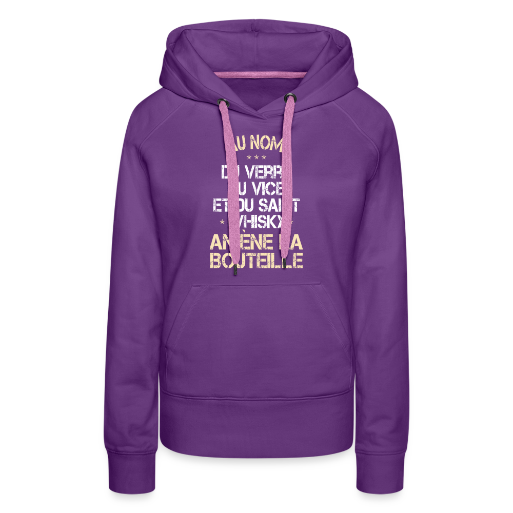 Sweat à capuche Premium Femme - Au nom du saint Whisky - violet