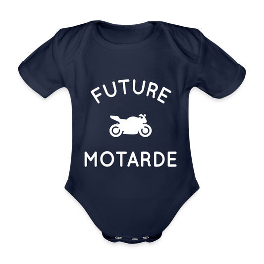 Body Bébé bio manches courtes - Future motarde - marine foncé