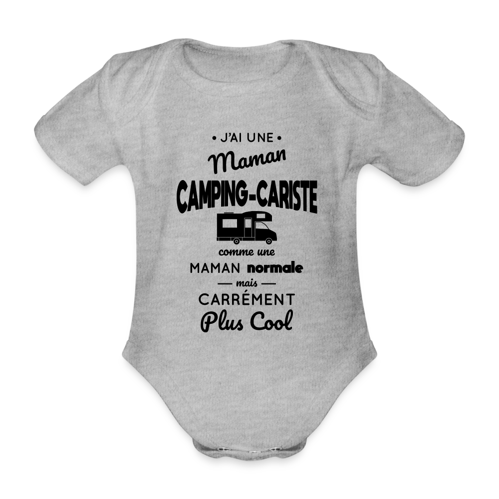 Body Bébé bio manches courtes - J'ai une maman camping-cariste - gris chiné