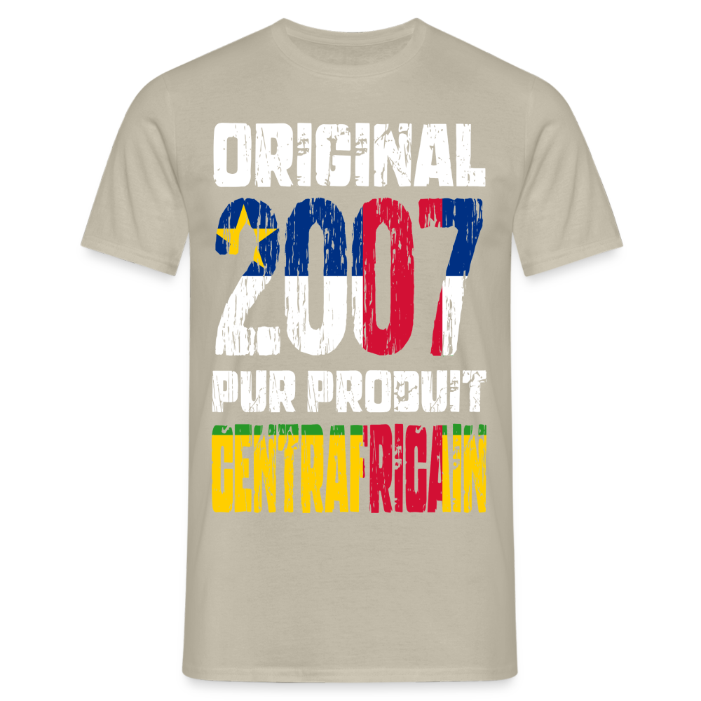 T-shirt Homme - Anniversaire 18 Ans - Original 2007 - Pur produit Centrafricain - beige sable