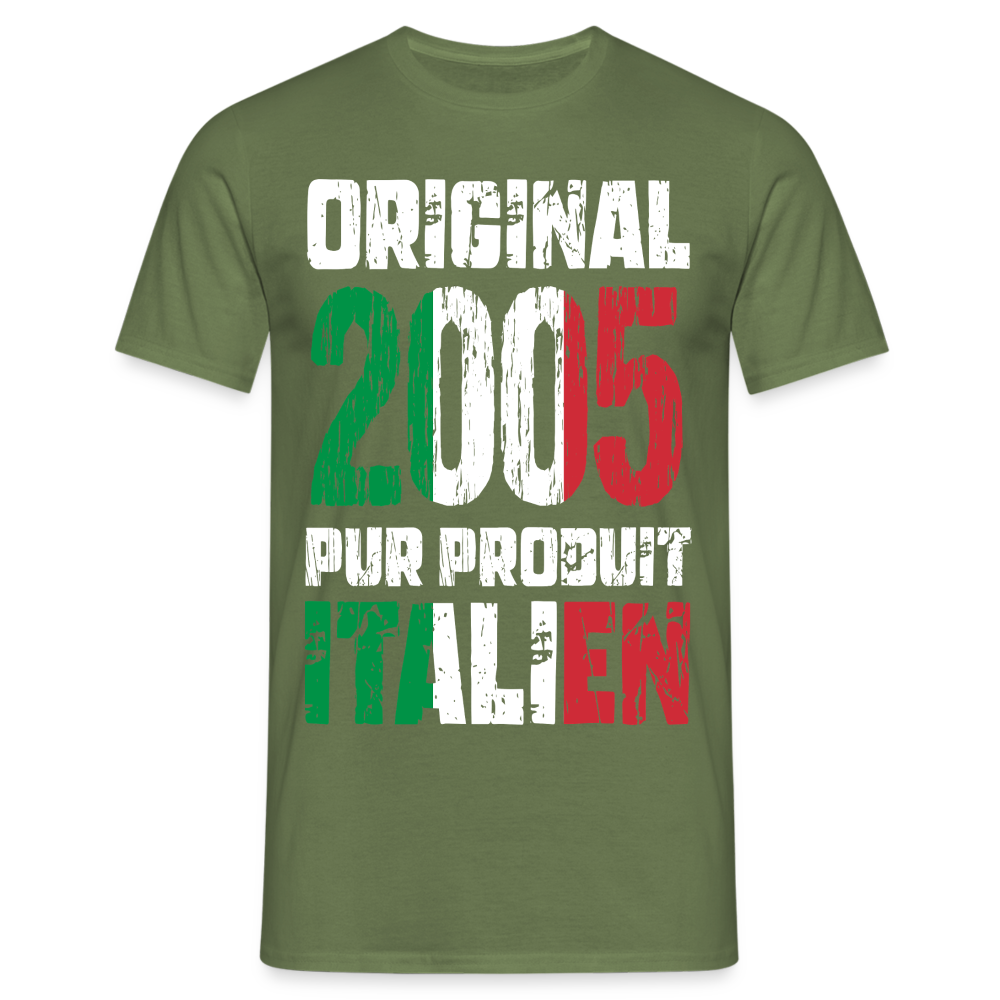 T-shirt Homme - Anniversaire 20 Ans - Original 2005 - Pur produit Italien - vert militaire