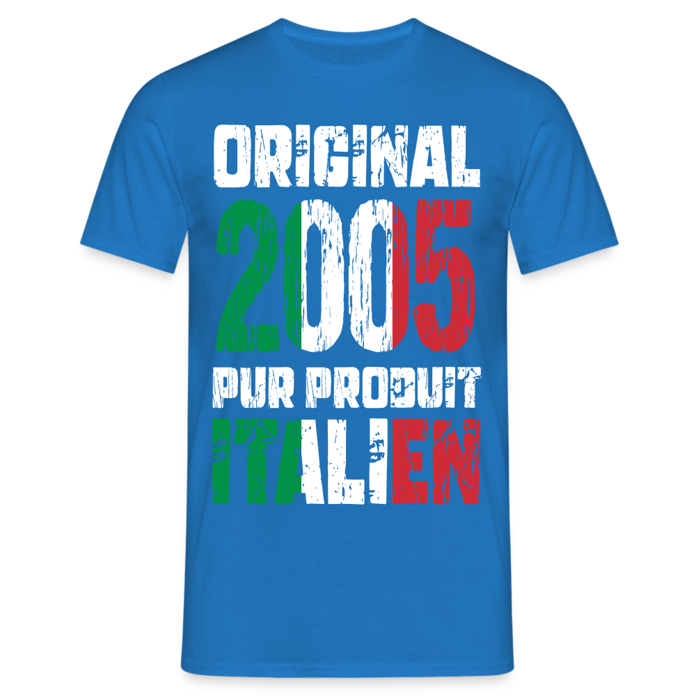 T-shirt Homme - Anniversaire 20 Ans - Original 2005 - Pur produit Italien - bleu royal