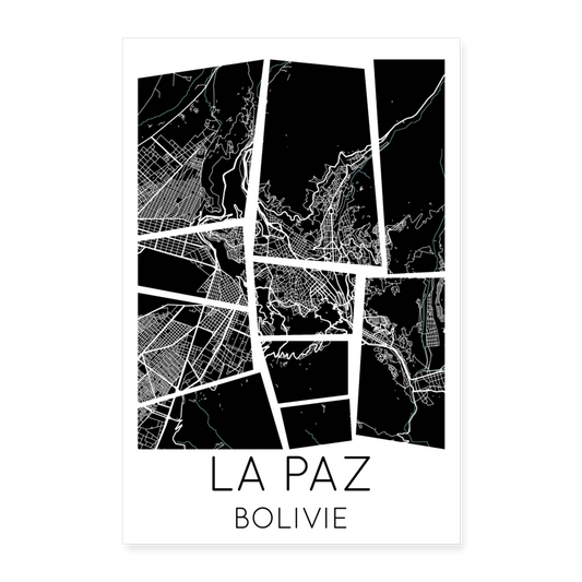 Poster La Paz - Plan La Paz - 40 x 60 cm - blanc