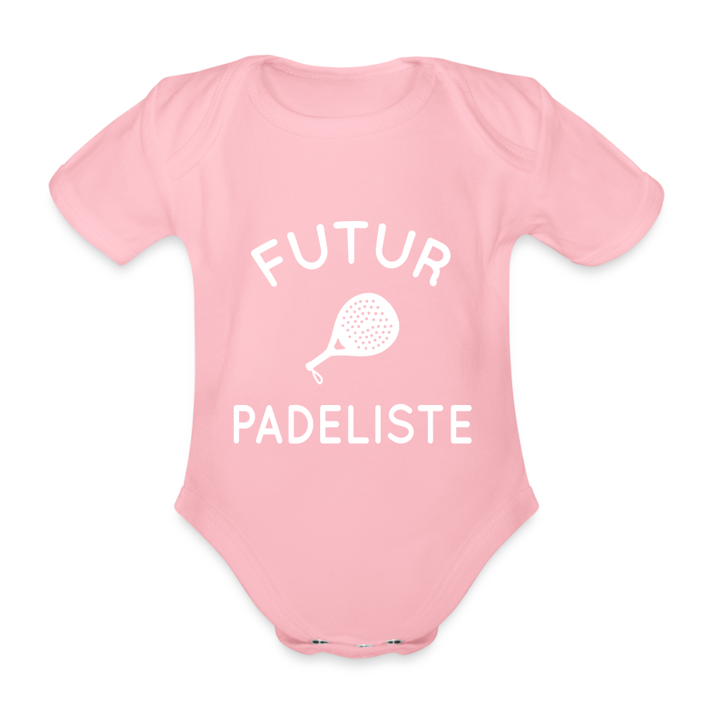 Body Bébé bio manches courtes - Futur padeliste - rose clair