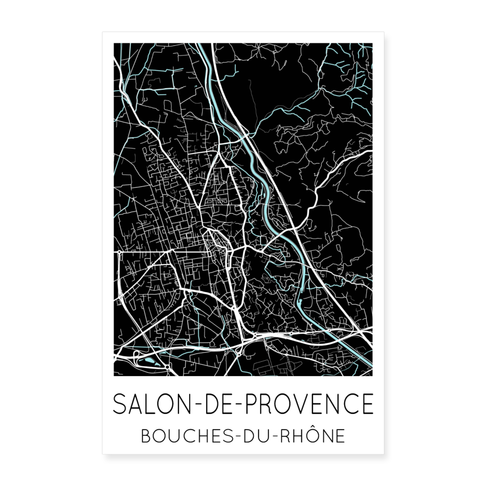 Poster Salon-de-Provence - Plan Salon-de-Provence - 60 x 90 cm - blanc