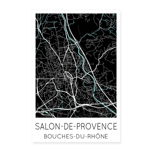 Poster Salon-de-Provence - Plan Salon-de-Provence - 60 x 90 cm - blanc