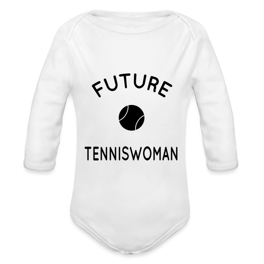 Body Bébé bio manches longues - Future tenniswoman - blanc