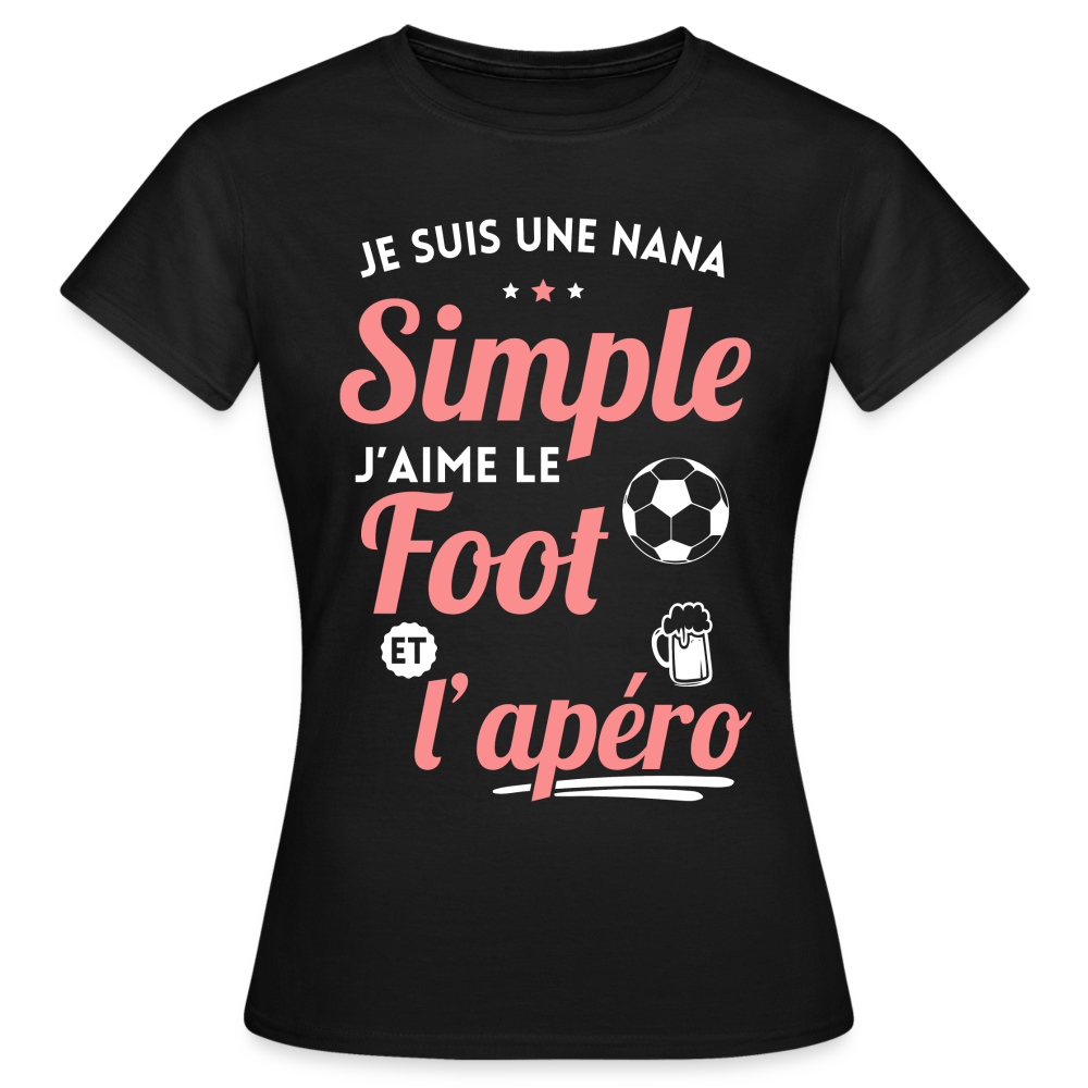 T-shirt Femme - J'aime le foot et l'apéro - noir