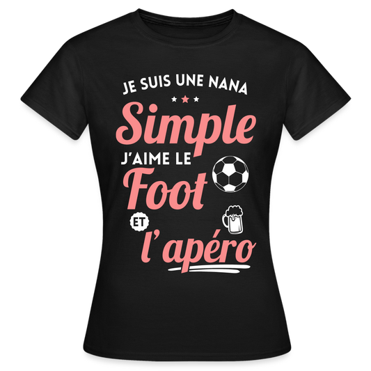 T-shirt Femme - J'aime le foot et l'apéro - noir