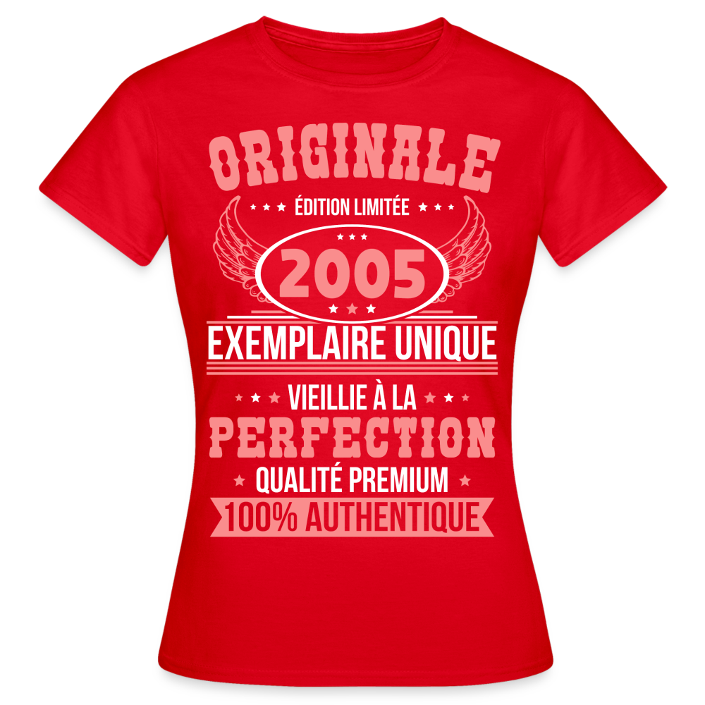 T-shirt Femme - Anniversaire 20 Ans - Originale 2005 - rouge