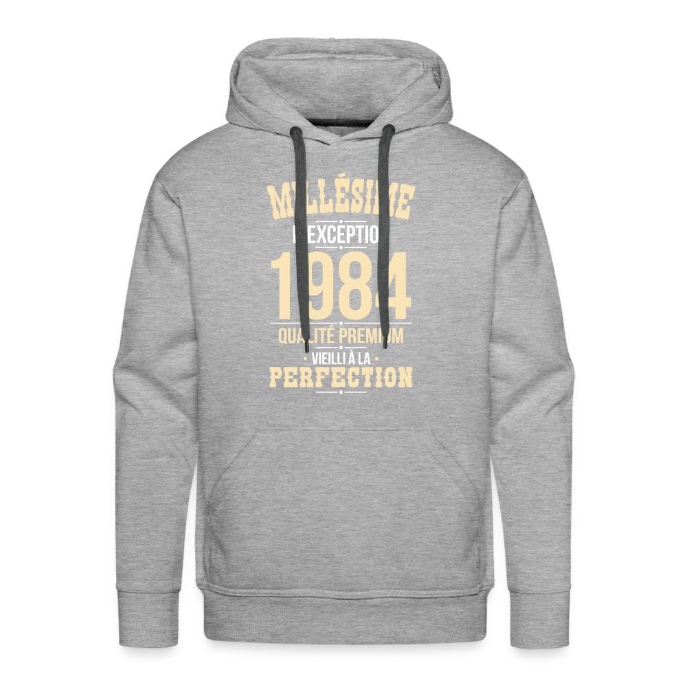 Sweat à capuche Premium Homme - Anniversaire 40 Ans - Millésime 1984 - gris chiné