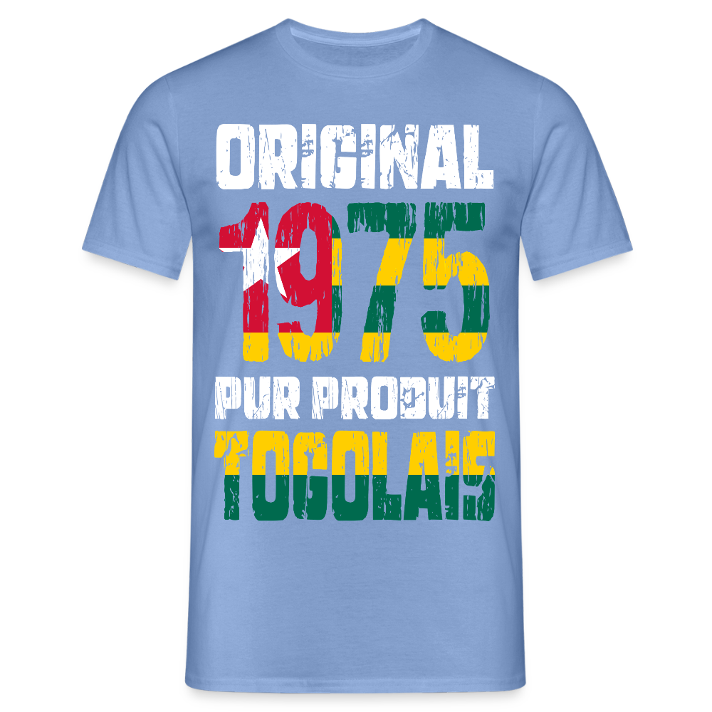 T-shirt Homme - Anniversaire 50 Ans - Original 1975 - Pur produit Togolais - carolina blue