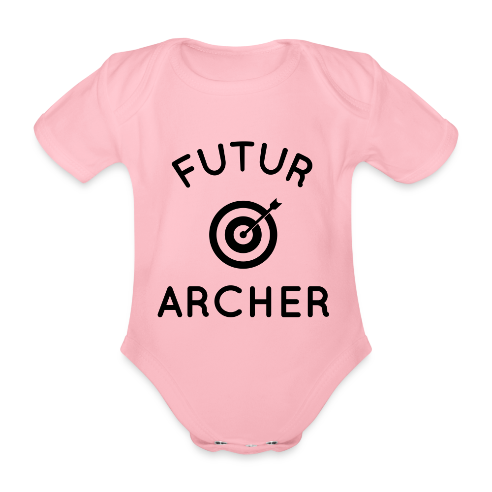 Body Bébé bio manches courtes - Futur archer - rose clair