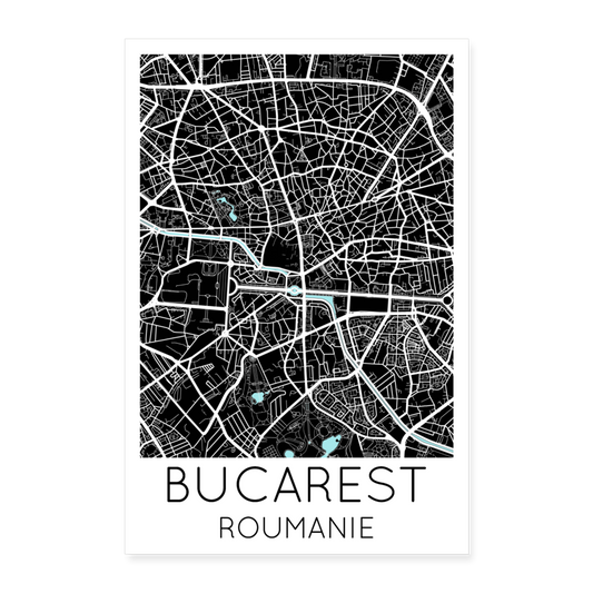 Poster Bucarest - Plan Bucarest - 40 x 60 cm - blanc