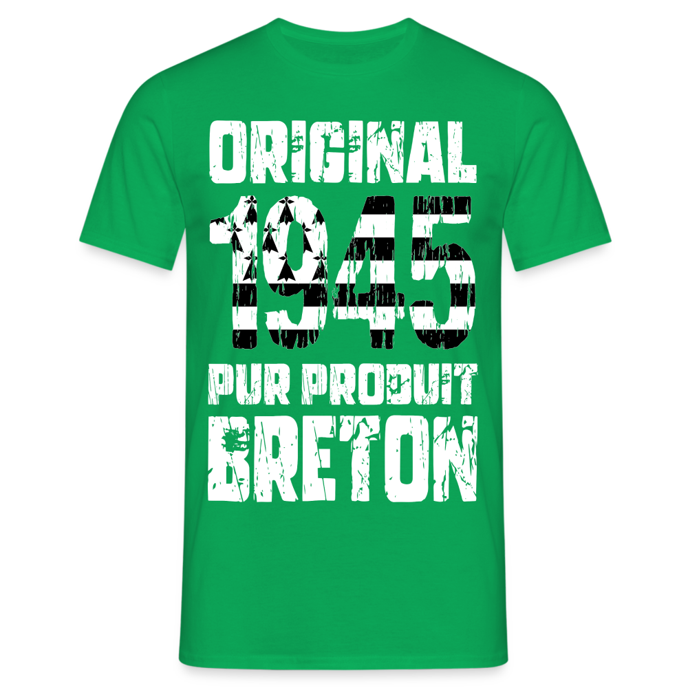 T-shirt Homme - Anniversaire 80 Ans - Original 1945 - Pur produit Breton - vert