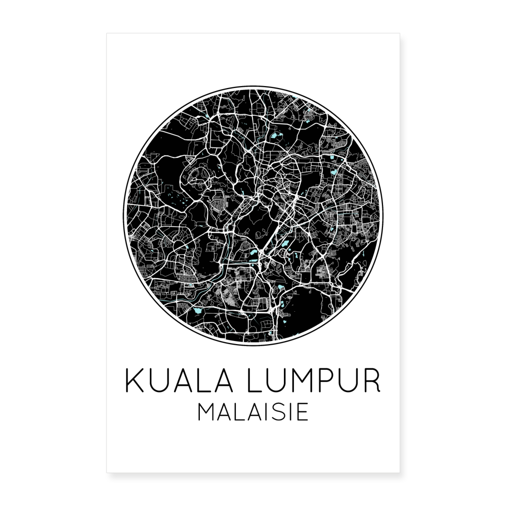 Poster Kuala Lumpur - Plan Kuala Lumpur - 40 x 60 cm - blanc